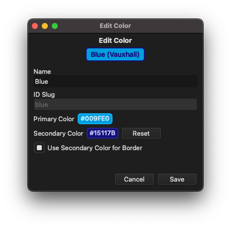 Create Color (Use Secondary for Border)